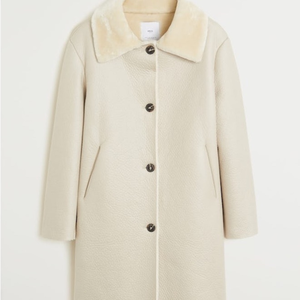 Faux Shearling -Lined Lapel Coat